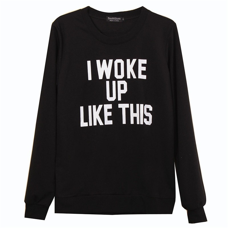 Amazon express European and American new letter printed casual sweater women's autumn and Winter Fleece long sleeve slim fitting top