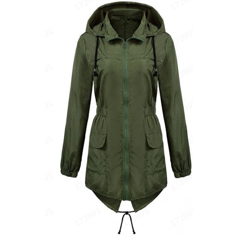 Amazon's new waterproof lightweight raincoat with hood and waist retraction outdoor windbreaker mountaineering suit, women's jacket