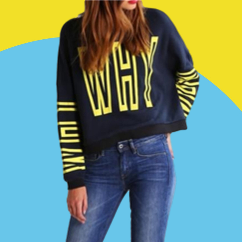 Amazon express European and American sports casual letter printed sweater women's autumn winter Plush crew neck top