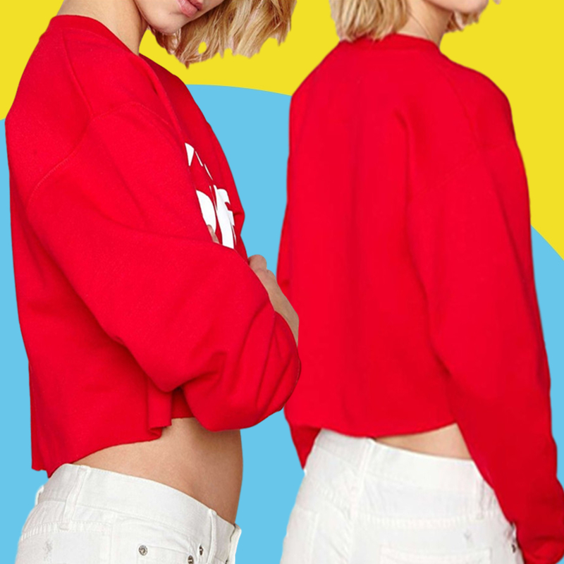 Amazon Express Express European and American letter printed Casual Short sweater women's autumn fleece slim fit top