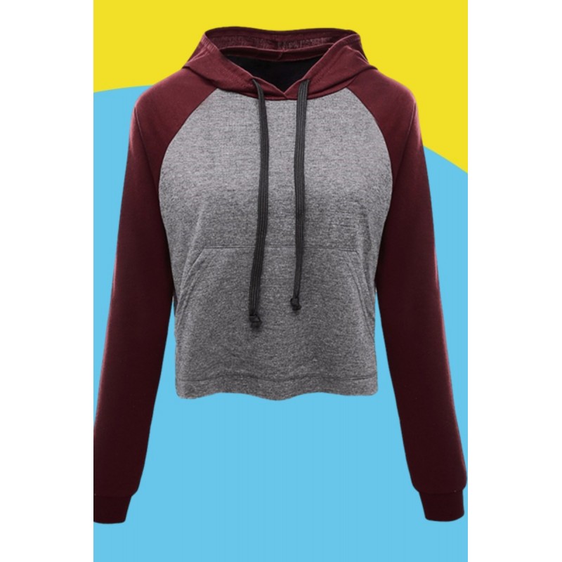 Amazon express Europe and the United States new color contrast casual hooded sweater women's autumn and winter wear loose thin jacket