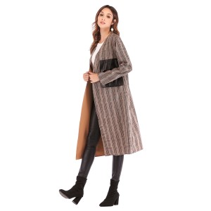 Real shot Amazon deerskin checked V-neck leather p...