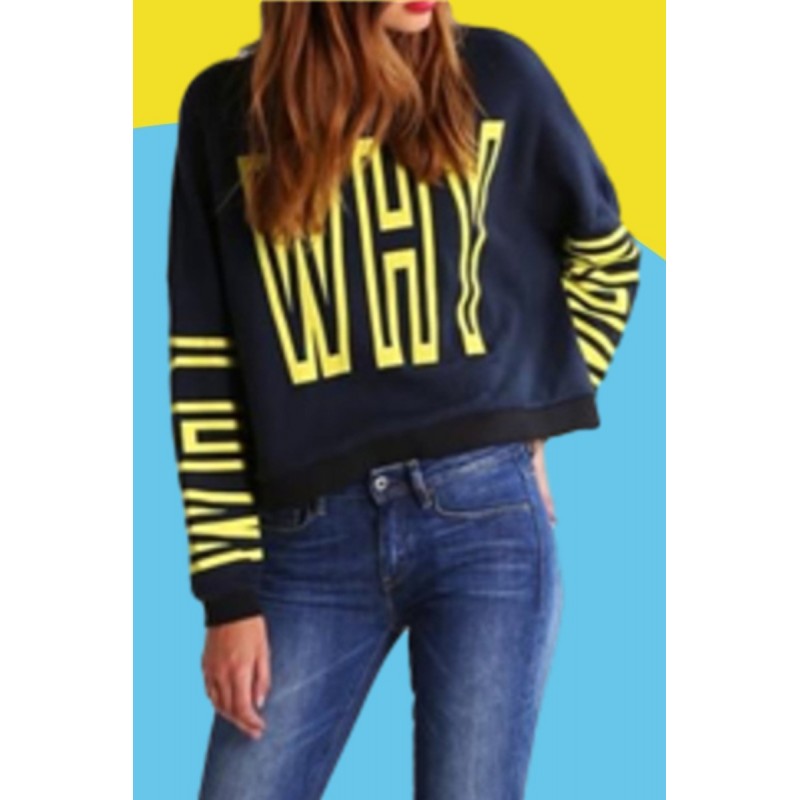 Amazon express European and American sports casual letter printed sweater women's autumn winter Plush crew neck top