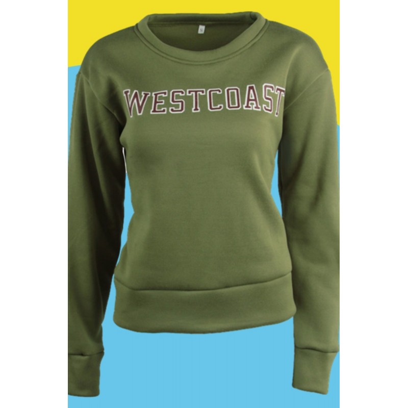 Amazon express European and American new casual letter printed sweater women's autumn and winter wear Plush crew neck top