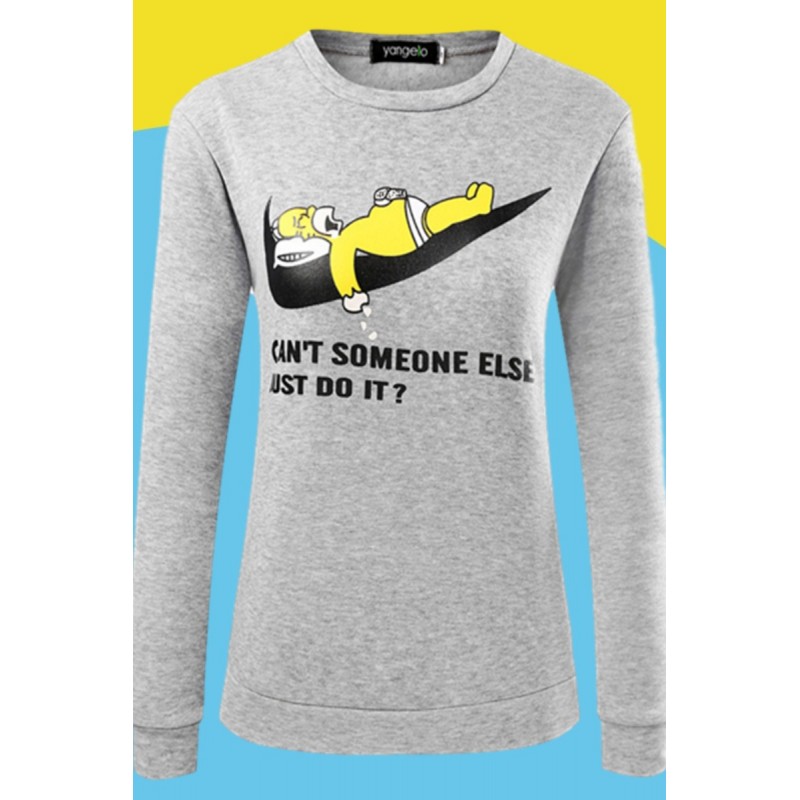 Amazon express Europe and America new cartoon printed sweater women's autumn and winter wear Plush loose crew neck casual top