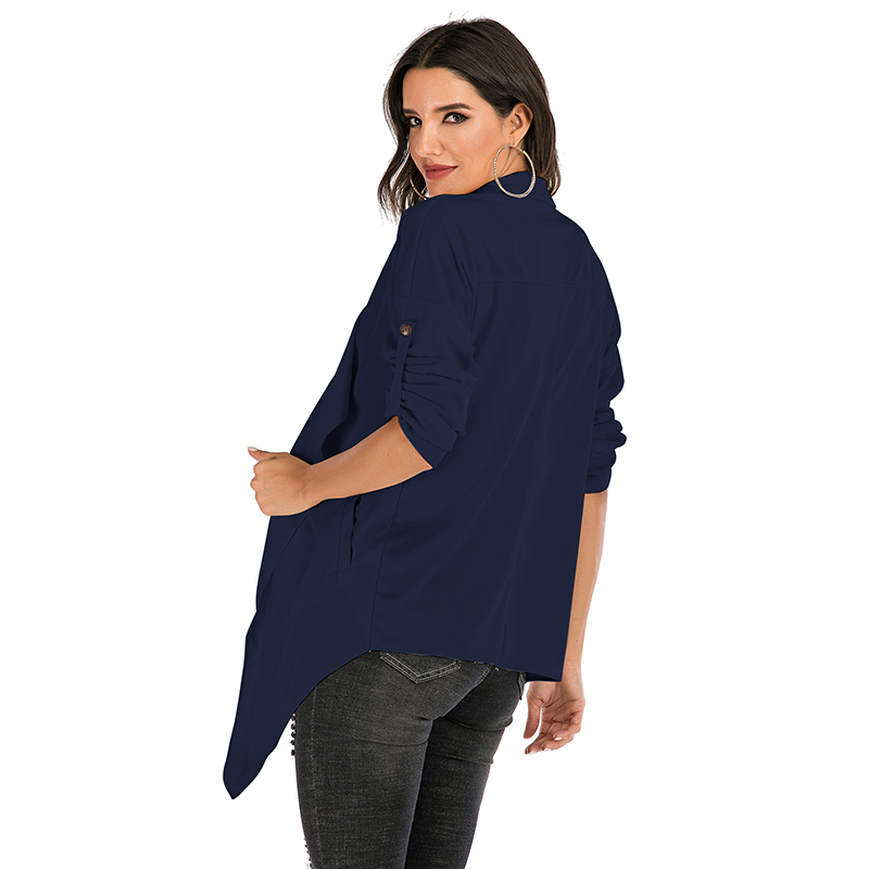 Amazon express Europe and the United States new pure color casual windbreaker women's autumn wear loose and thin irregular coat
