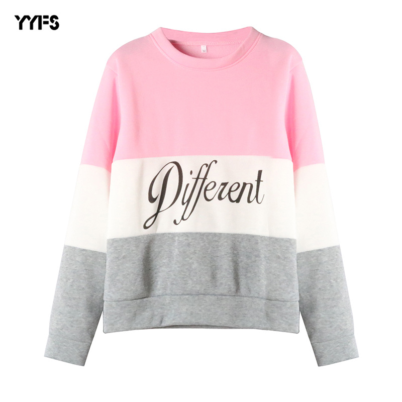 Amazon express Europe and the United States new letter printing color matching sweater women's autumn and winter wear Plush casual round neck top