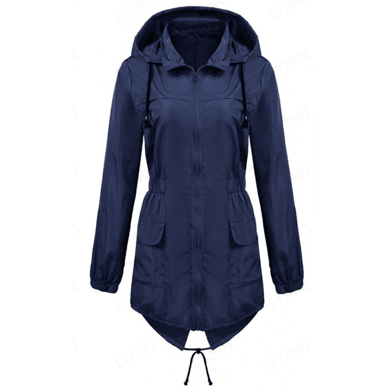 Amazon's new waterproof lightweight raincoat with hood and waist retraction outdoor windbreaker mountaineering suit, women's jacket