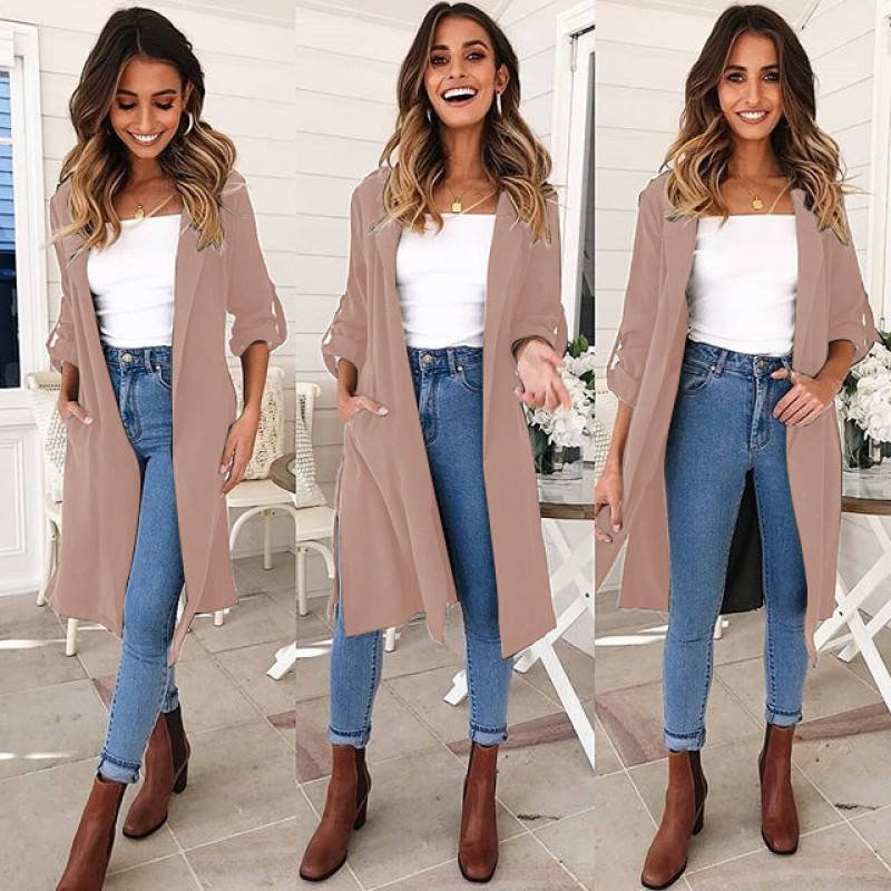 9211 eBay Amazon autumn winter leisure new long coat windbreaker