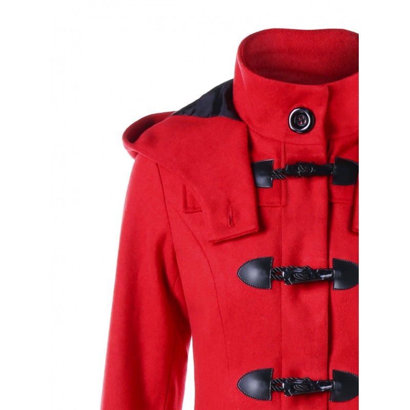 Foreign trade Amazon popular irregular ox horn double button long windbreaker hooded woolen coat 9666
