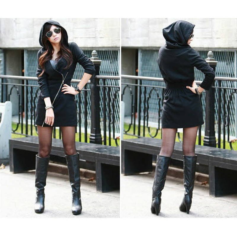 0396 sumitong Europe and the United States hot autumn clothes slim long sleeve slant zipper hooded women's top and sweater coat