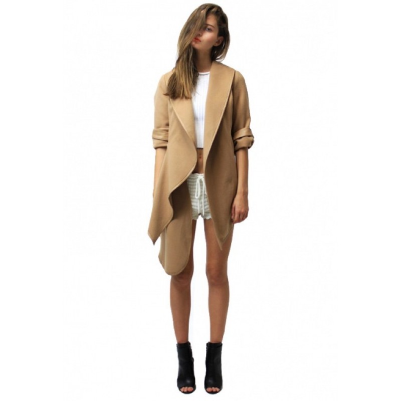 2017 Amazon Europe and the United States new long irregular windbreaker tweed coat double faced coat 9105