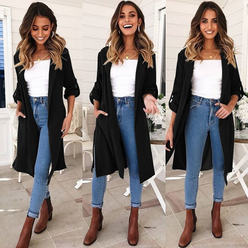 9211 eBay Amazon autumn winter leisure new long coat windbreaker