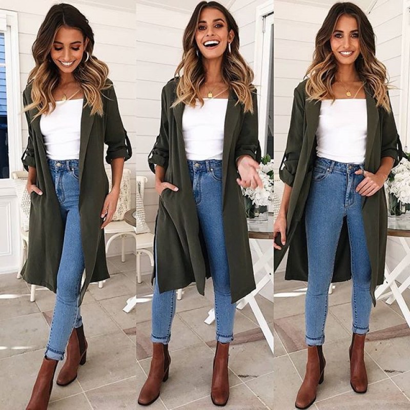 9211 eBay Amazon autumn winter leisure new long coat windbreaker